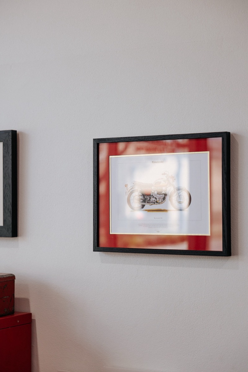 Framed Kawasaki motorcycle print