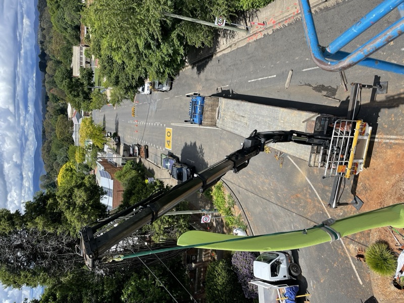 Aerial view of public sculpture installation